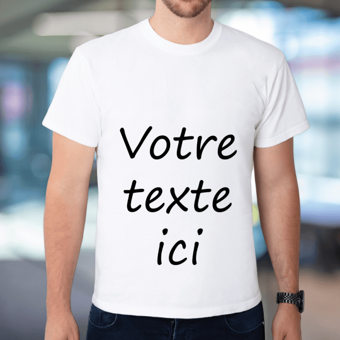 Tee-shirt adulte mixte personnalisable avec votre message