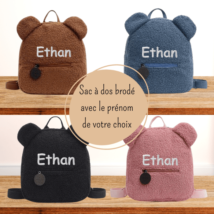 Sac à dos ours brodé personnalisable