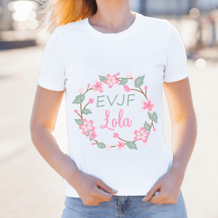 Tee-shirt adulte mixte personnalisable EVJF couronne fleurs