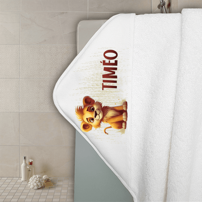Cape de bain en éponge personnalisable modèle lion
