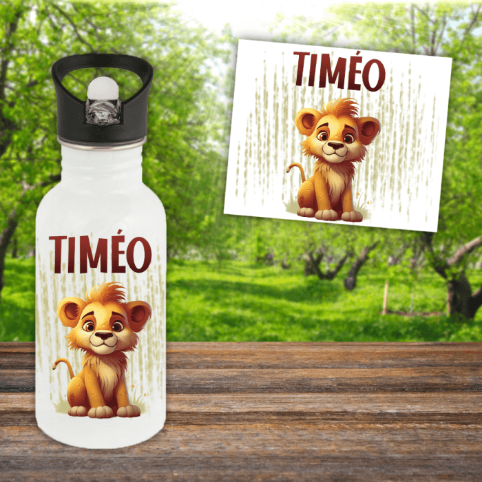 Gourde ou bouteille enfant personnalisée modèle lion