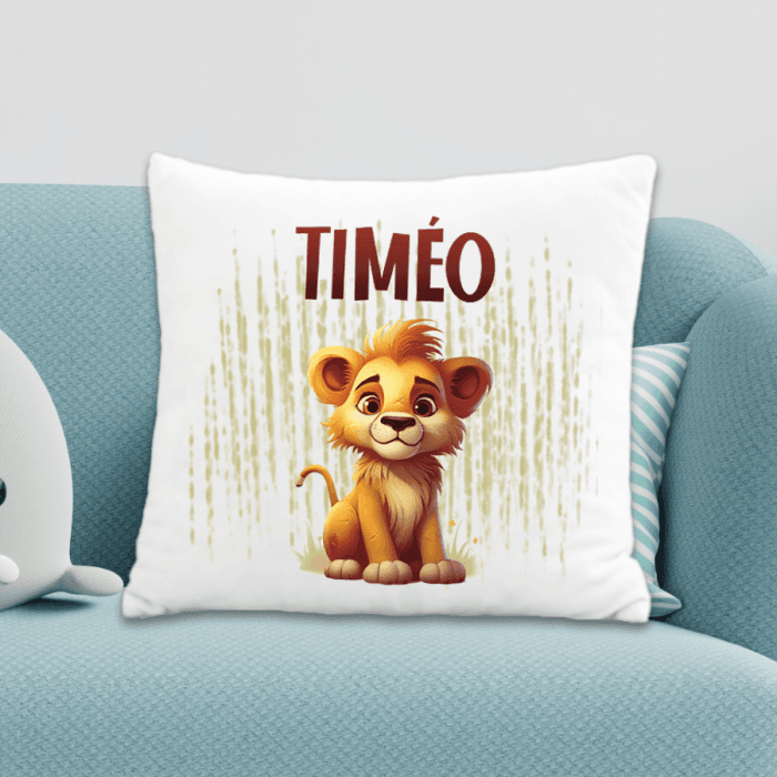 Coussin enfant personnalisé lion