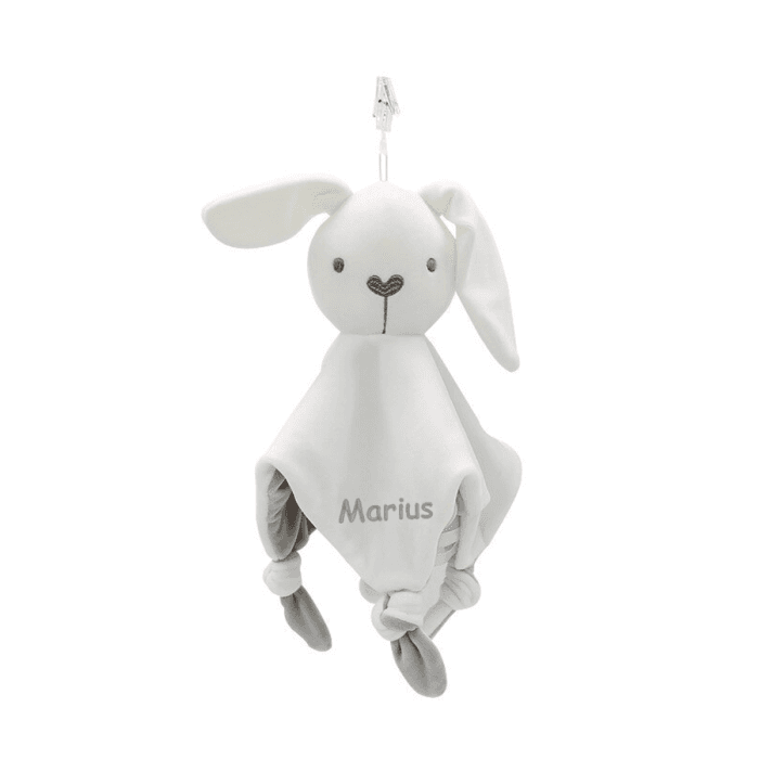 Doudou brodé avec prénom lapin