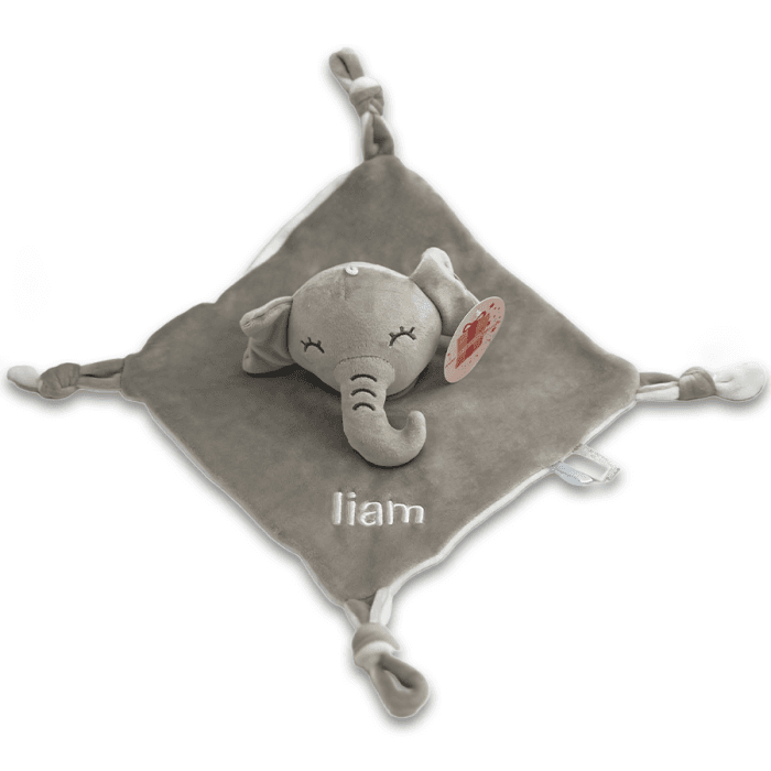 Doudou brodé avec prénom éléphant