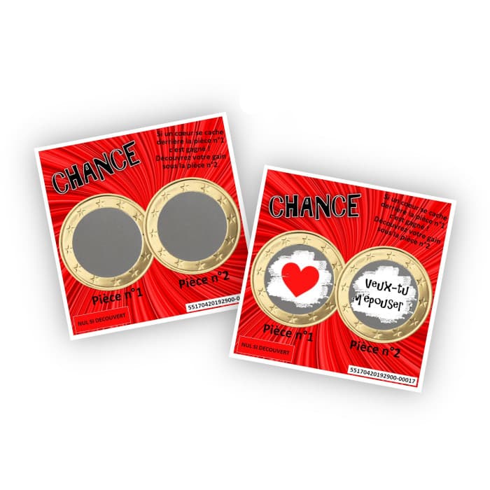 Carte à gratter personnalisée rouge coeur – Annonce ou cadeau original