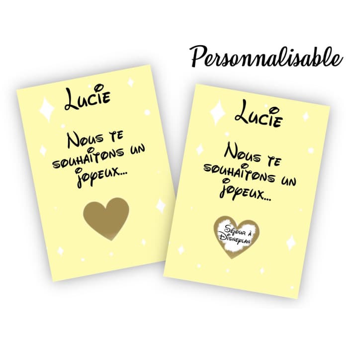 Carte à gratter personnalisable Disney jaune – Annonce originale