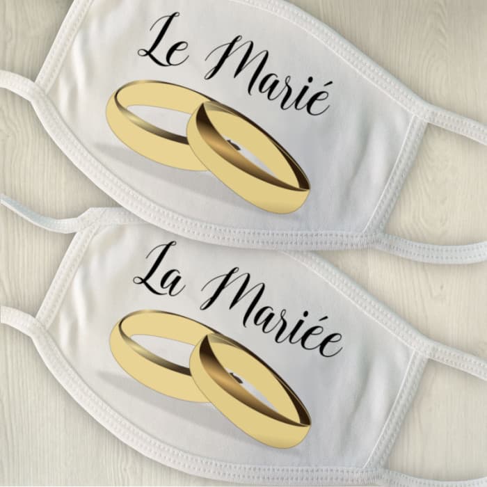 Lot 2 masques de protection personnalisés pour les mariés