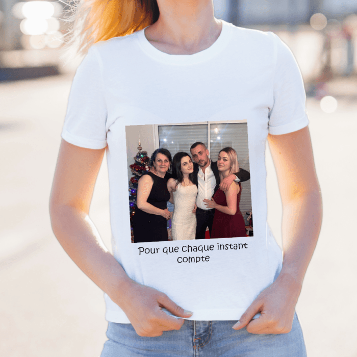 Tee-shirt adulte mixte personnalisable avec photo et message