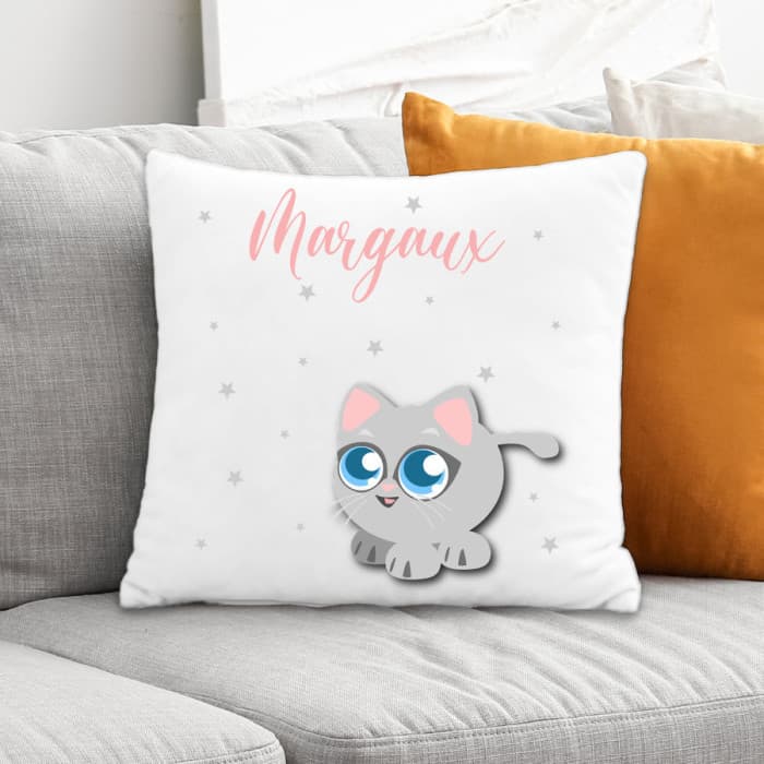 Coussin enfant personnalisé chat