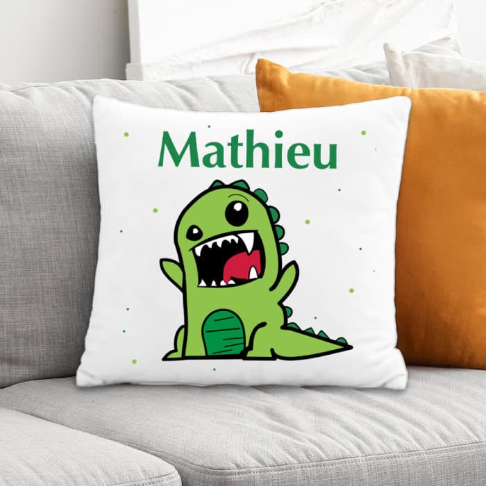 Coussin enfant personnalisé dinosaure