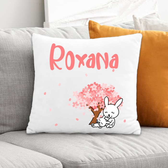 Coussin enfant personnalisé lapins