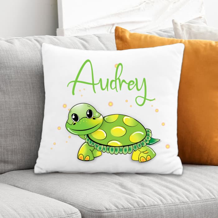 Coussin enfant personnalisé tortue