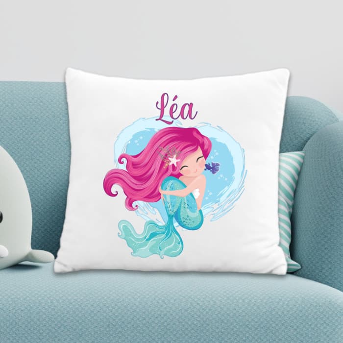 Coussin enfant personnalisé petite sirène