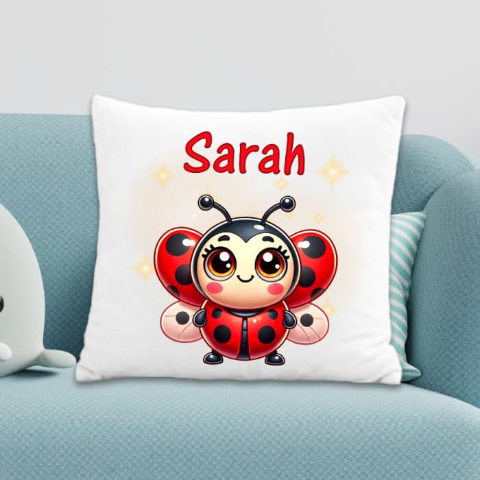 Coussin enfant personnalisé coccinelle