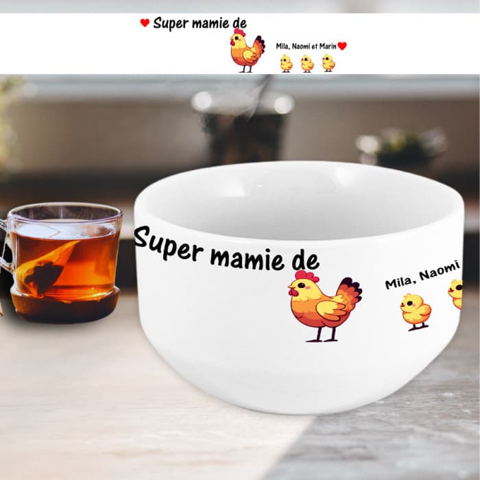 Bol personnalisable Famille poule et poussins