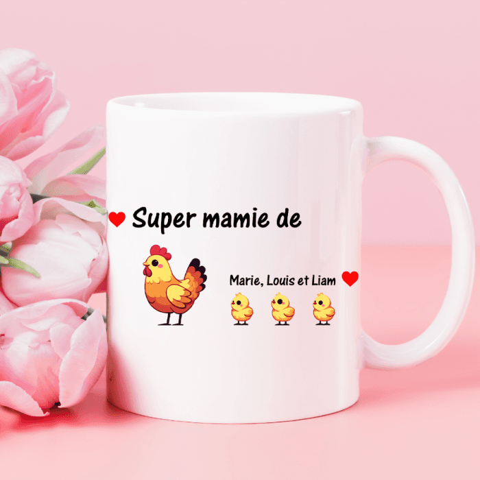 Mug personnalisable Famille poule et poussins