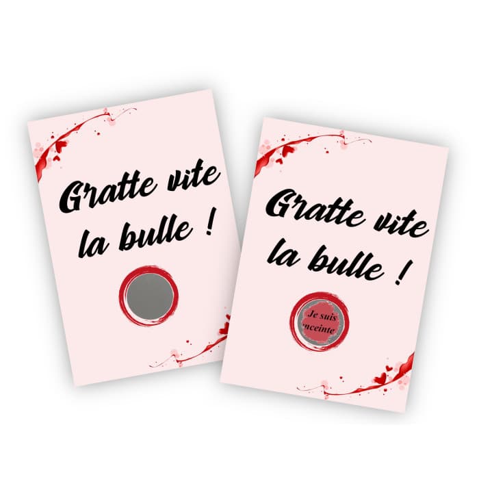 Carte à gratter message personnalisable - Modèle rouge