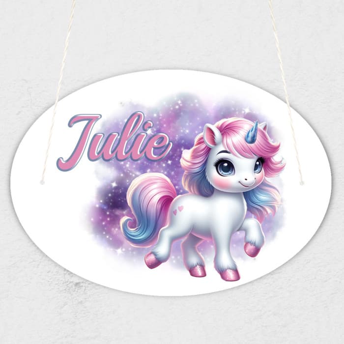 Plaque de porte personnalisable modèle licorne