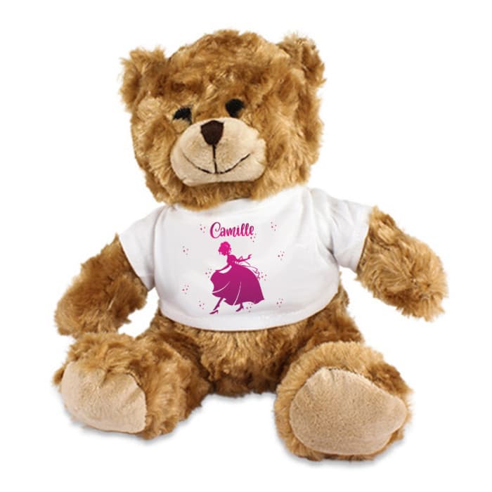 Ourson en peluche personnalisé - Cendrillon & Prénom