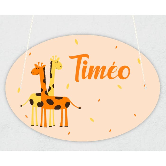 Plaque de porte personnalisable modèle girafes