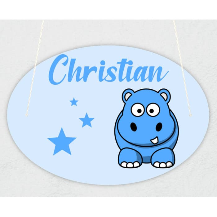 Plaque de porte personnalisable modèle hippopotame