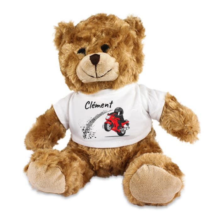 Ourson en peluche personnalisé - Moto & Prénom
