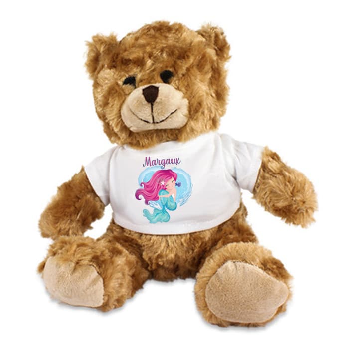 Ourson en peluche personnalisé - Petite Sirène & Prénom