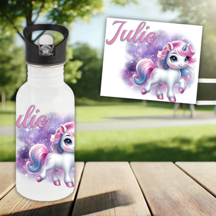 Gourde ou bouteille enfant personnalisée modèle licorne
