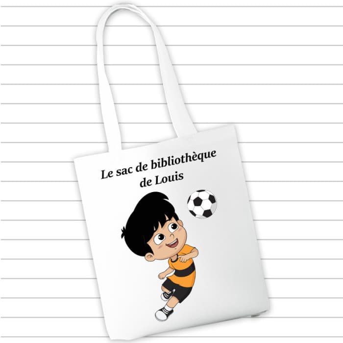 Sac à cahiers et livres personnalisé - Football & Prénom
