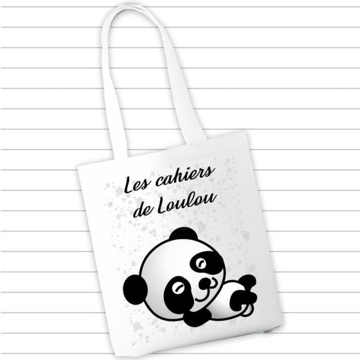 Sac à cahiers et livres personnalisé - Panda & Prénom