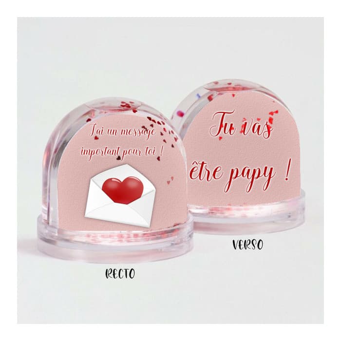 Boule à neige coeur personnalisable avec votre message