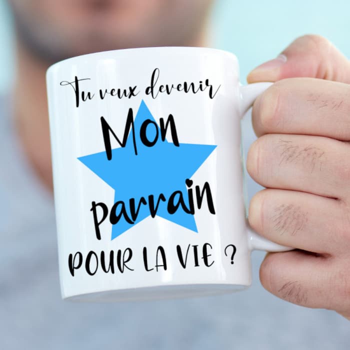 Mug étoile pour une demande originale au futur parrain