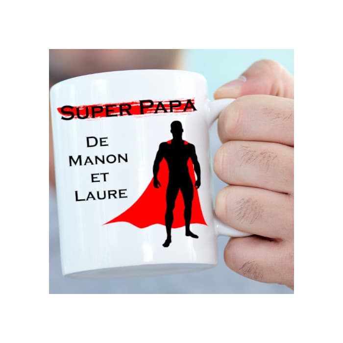 Mug Super Papa personnalisable avec prénoms