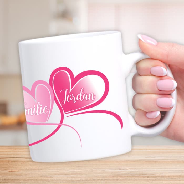 Mug coeurs personnalisable avec prénoms