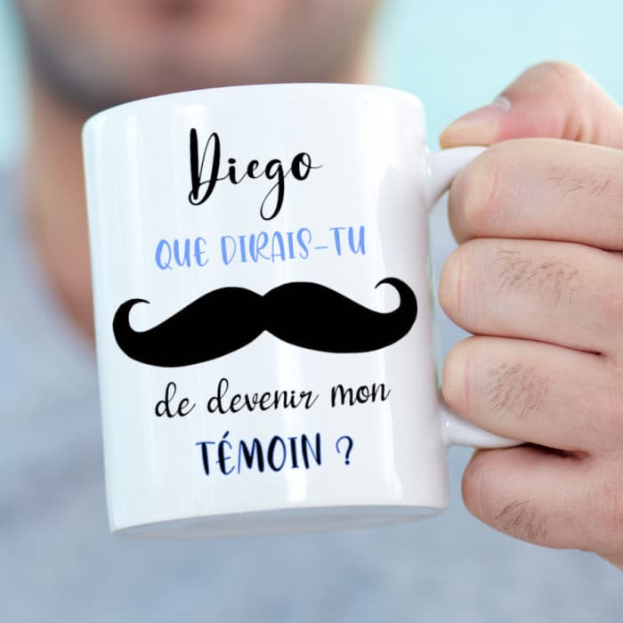 Mug personnalisable pour demande au témoin de mariage