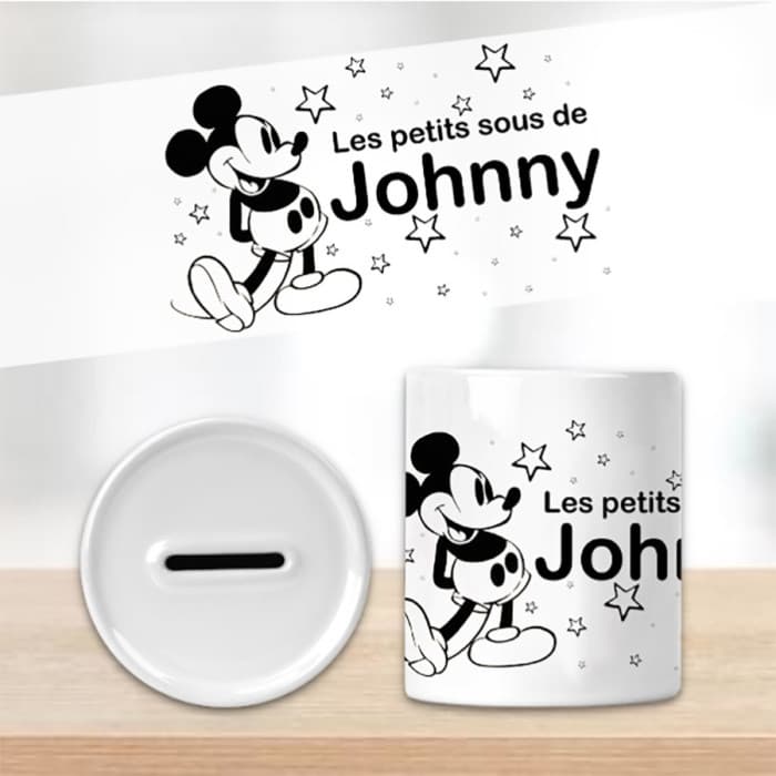 Tirelire Mickey personnalisée en céramique – Prénom de l’enfant