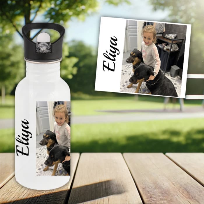 Gourde ou bouteille enfant personnalisée avec photo et prénom