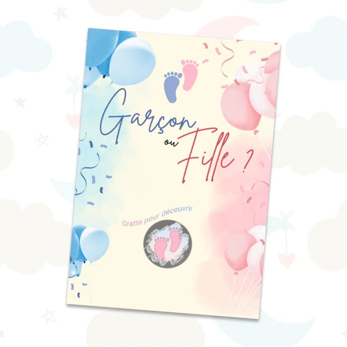 Carte à gratter révélation sexe bébé – Modèle Fille