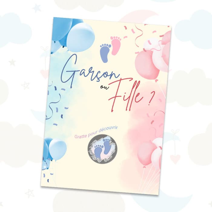 Carte à gratter révélation sexe bébé – Modèle Garçon