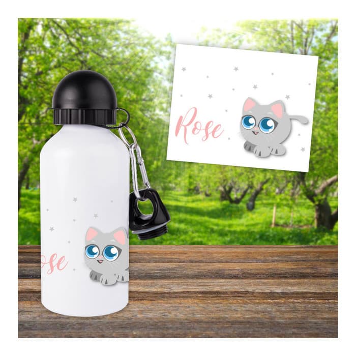 Gourde ou bouteille enfant personnalisée modèle chat