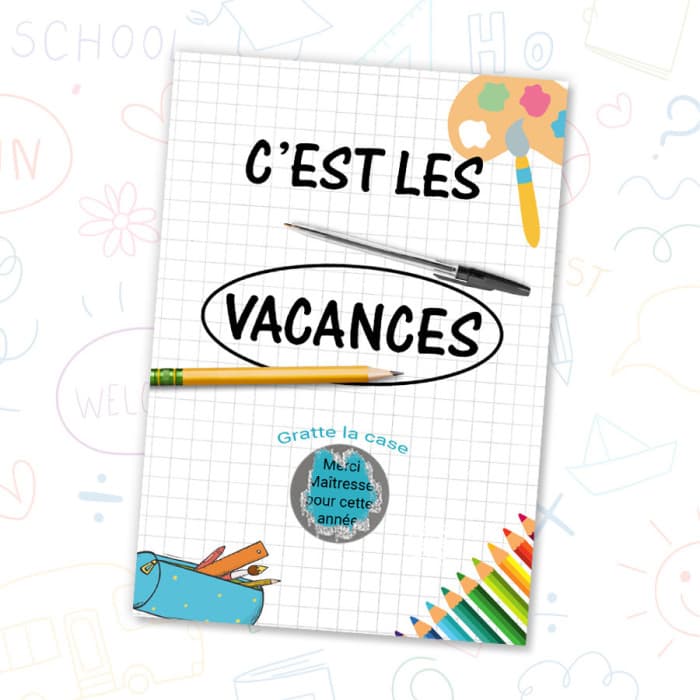Carte à gratter personnalisable – “C’est les vacances”