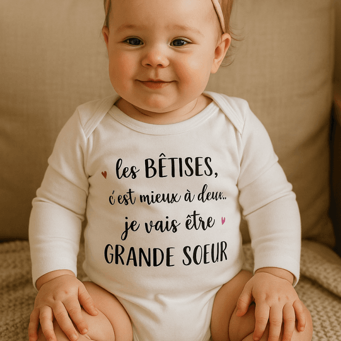 Body bébé ou tee-shirt personnalisable future grande soeur