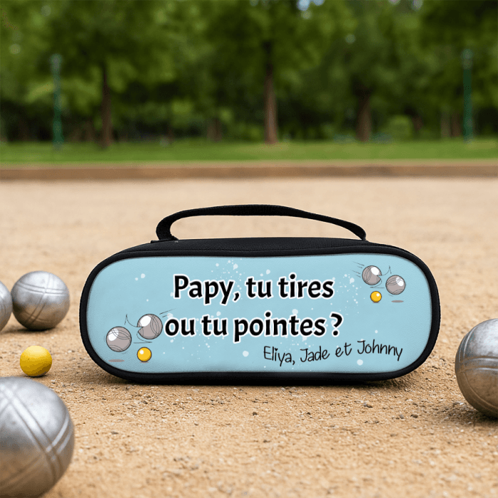 Sacoche personnalisée bleue pour 3 boules de pétanque – Cadeau idéal