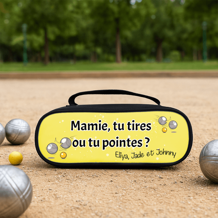 Sacoche personnalisée jaune pour 3 boules de pétanque – Cadeau sportif original