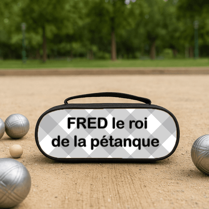 Sacoche personnalisée motif carreaux – Transport et protection pour boules de pétanque