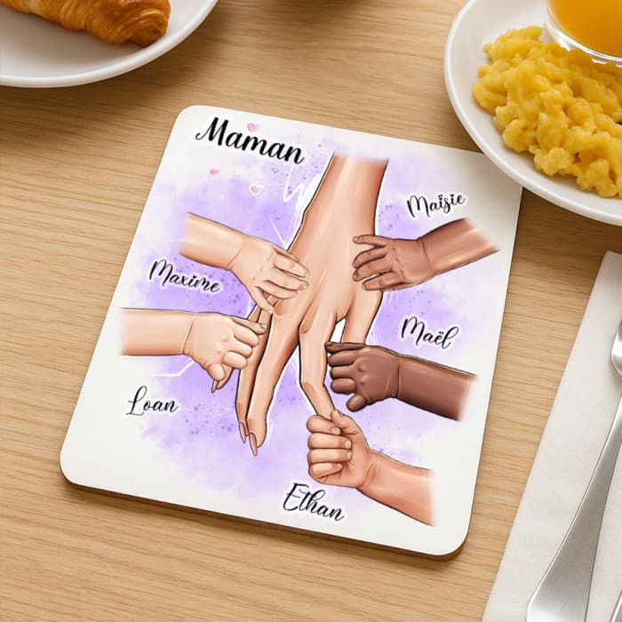 Dessous de plat maman personnalisable avec mains