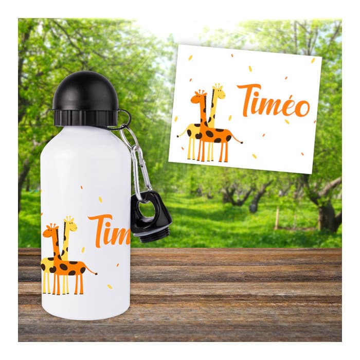 Gourde ou bouteille enfant personnalisée modèle girafes