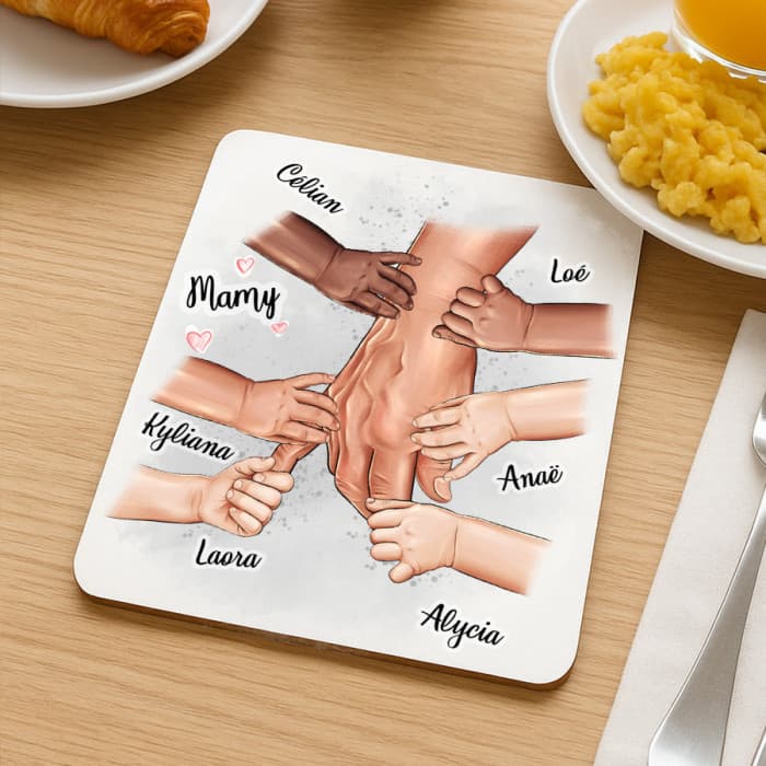 Dessous de plat grand-parent personnalisable avec mains