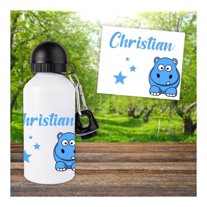 Gourde ou bouteille enfant personnalisée modèle hippopotame