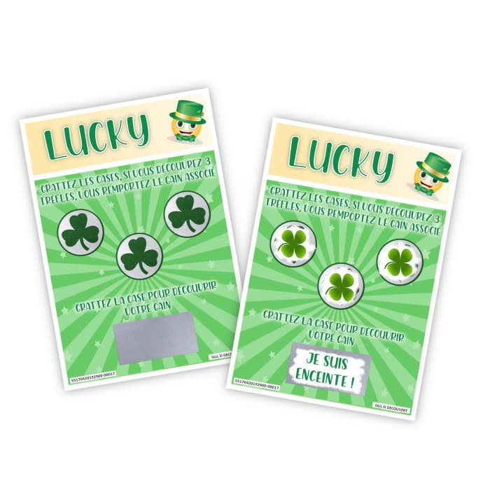 Carte à gratter ticket de jeu personnalisable - Modèle Lucky